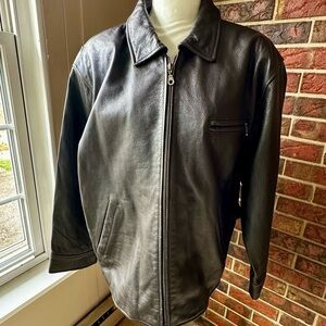 Newport News Dark Brown Leather Bomber Style Jacket Oversized Blokecore Heavy